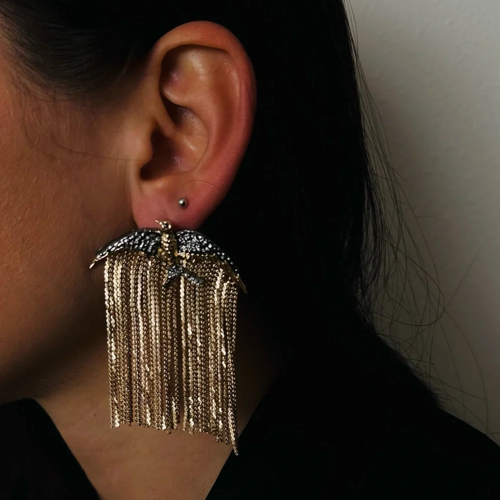 New Sparrow Dangle Earrings Bird Gold Silver Boho Statement - Picture 2 of 6